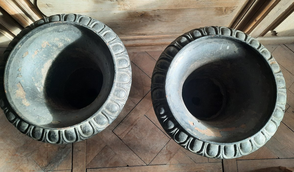 Paire de Vasques Medicis en fonte -photo-2