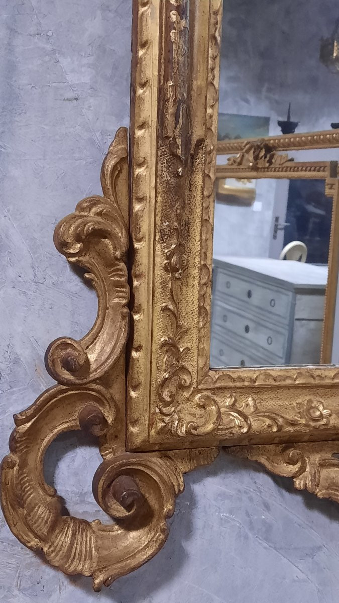 Grand miroir italien en bois sculpté de style rocaille-photo-2
