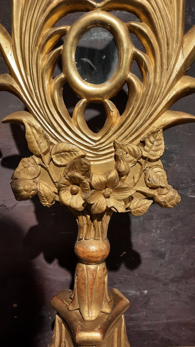 Paire d'ostensoirs en bois et stück doré 19ème siècle -photo-1