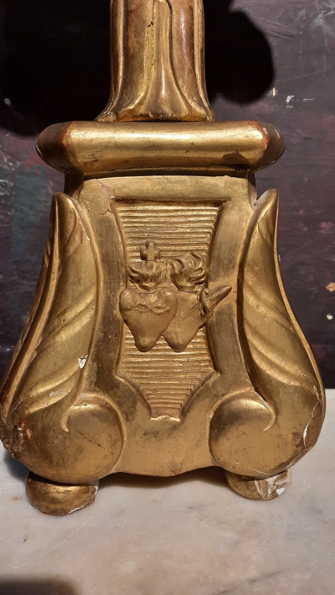 Paire d'ostensoirs en bois et stück doré 19ème siècle -photo-3