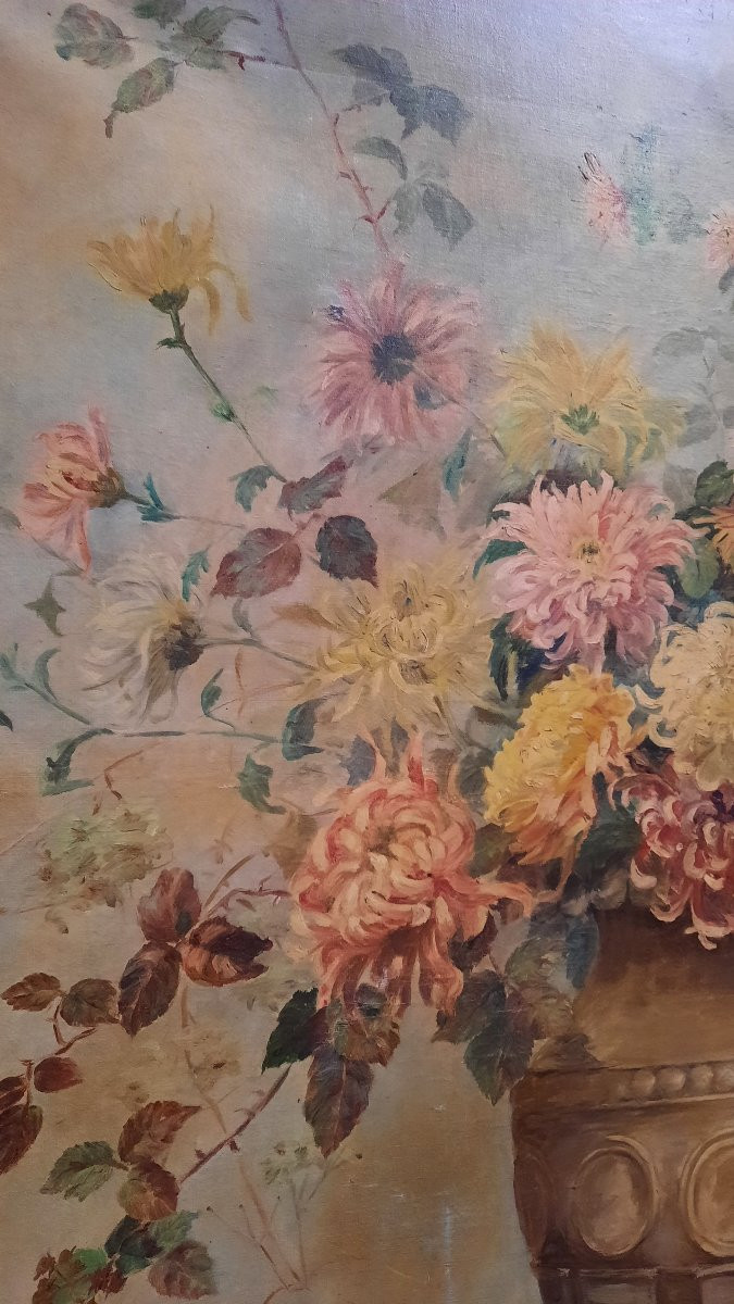 Grande huile sur toile décorative "bouquet de fleurs"-photo-1
