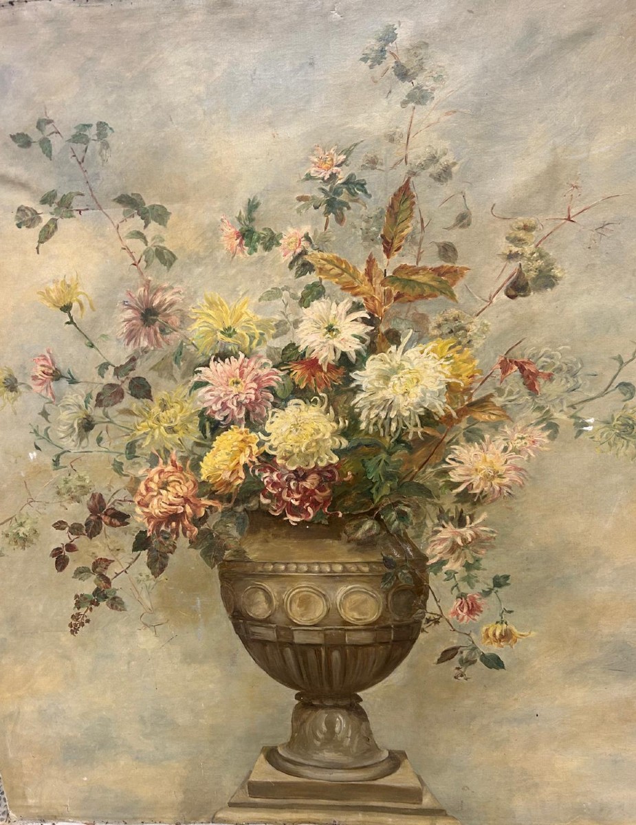 Grande huile sur toile décorative "bouquet de fleurs"