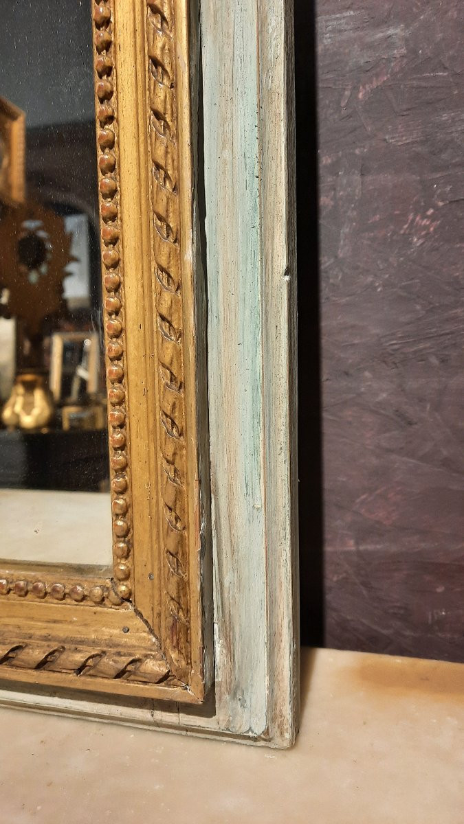 Trumeau de style Louis XVI en bois sculpté doré -photo-3