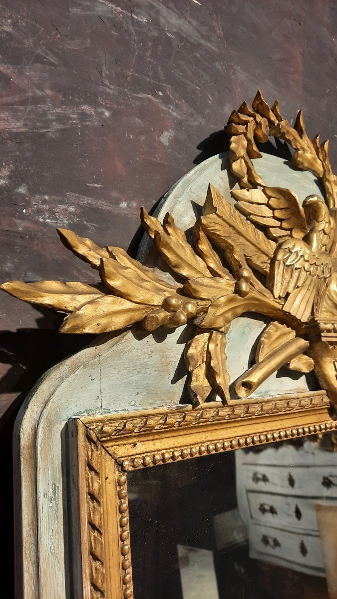 Trumeau de style Louis XVI en bois sculpté doré -photo-2