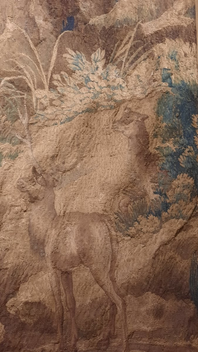Tapisserie Aubusson 18ème siècle représentant une scène de chasse à cheval -photo-4