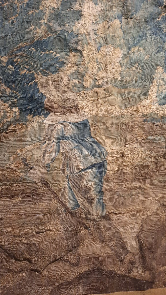 Tapisserie Aubusson 18ème siècle représentant une scène de chasse à cheval -photo-5