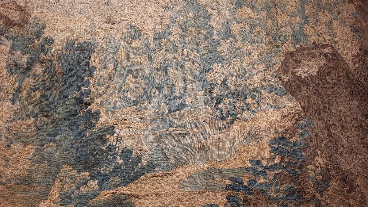 Tapisserie Aubusson 18ème siècle représentant une scène de chasse à cheval -photo-6