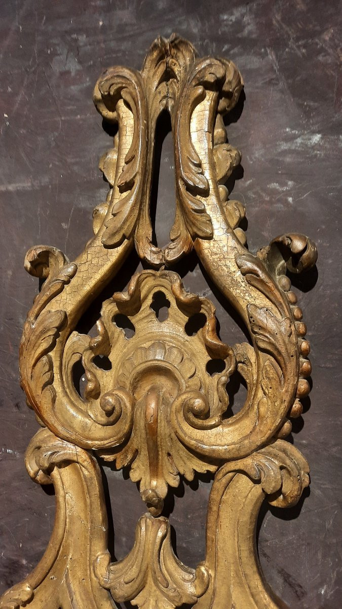Paire d'appliques en bois sculpté de style Louis xv -photo-3