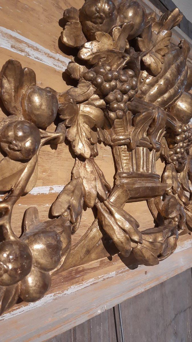 18th Century Gilded Carved Wood Door Top-photo-3