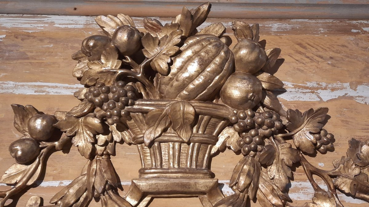 18th Century Gilded Carved Wood Door Top-photo-1