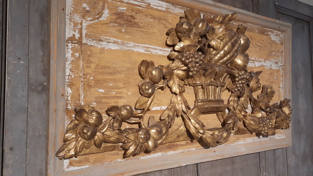 18th Century Gilded Carved Wood Door Top-photo-2