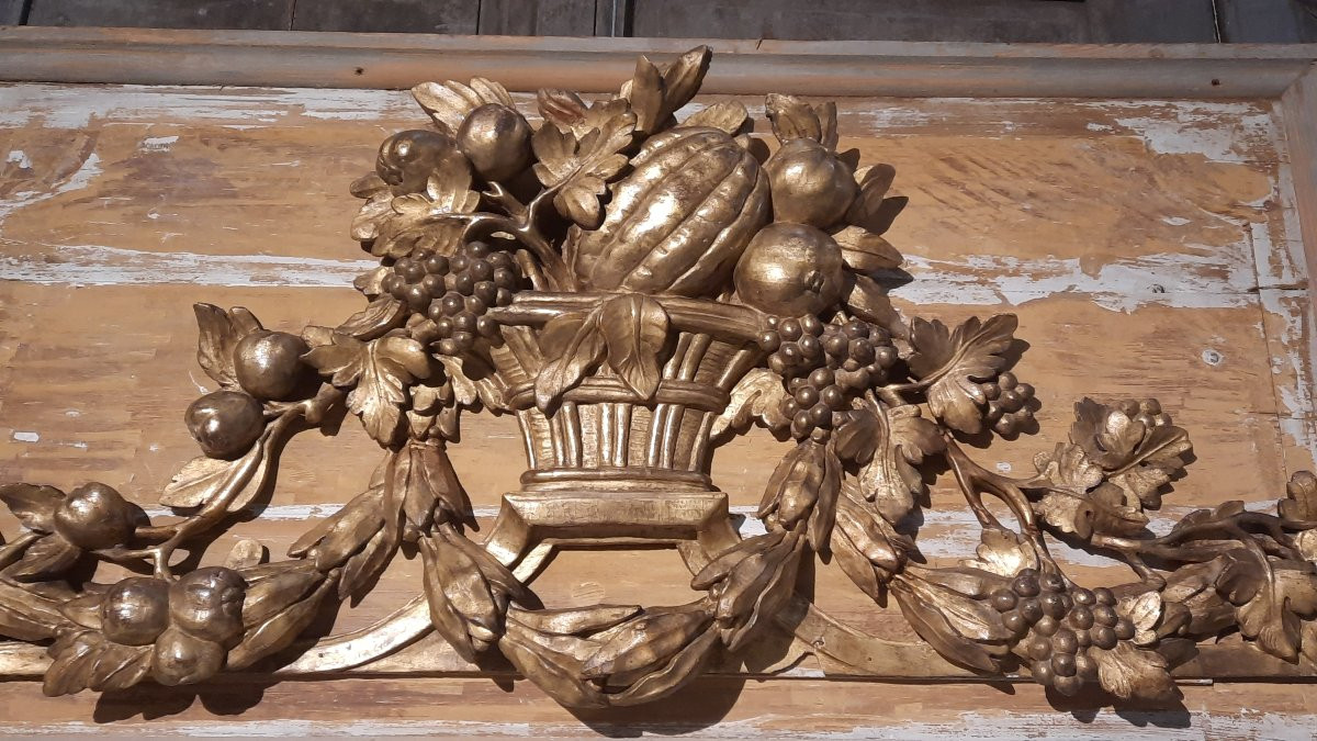 18th Century Gilded Carved Wood Door Top-photo-4