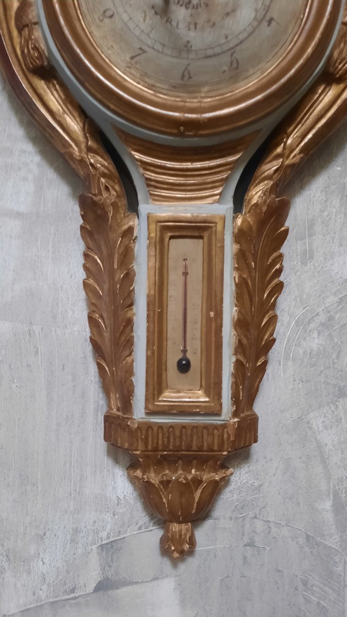 Barometer And Clock In Gilded Carved Wood -photo-4
