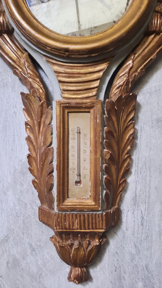 Barometer And Clock In Gilded Carved Wood -photo-5