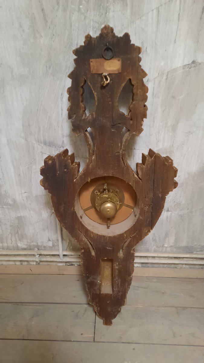 Barometer And Clock In Gilded Carved Wood -photo-6