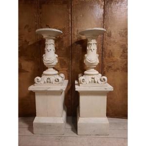 Pair Of Large Selettes In Carved Wood 19th Century