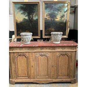 Buffet  de boiserie liégeois plateau marbre rouge 