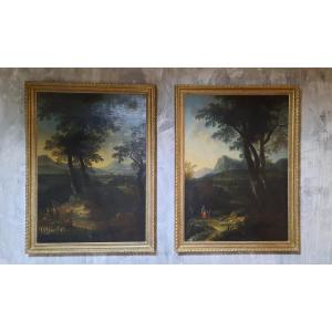 Paire d'huiles sur toile d'après Vernet