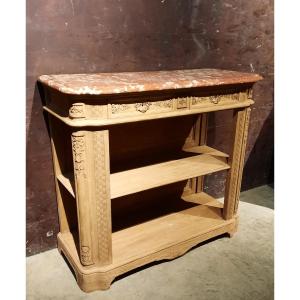 Console desserte liégeoise en chêne sculpté 