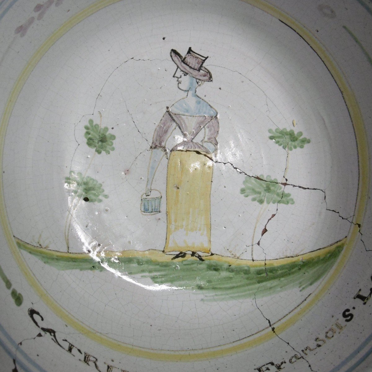 Faience De Saintes Legumier Patronymique De Mariage Date 1804-photo-4