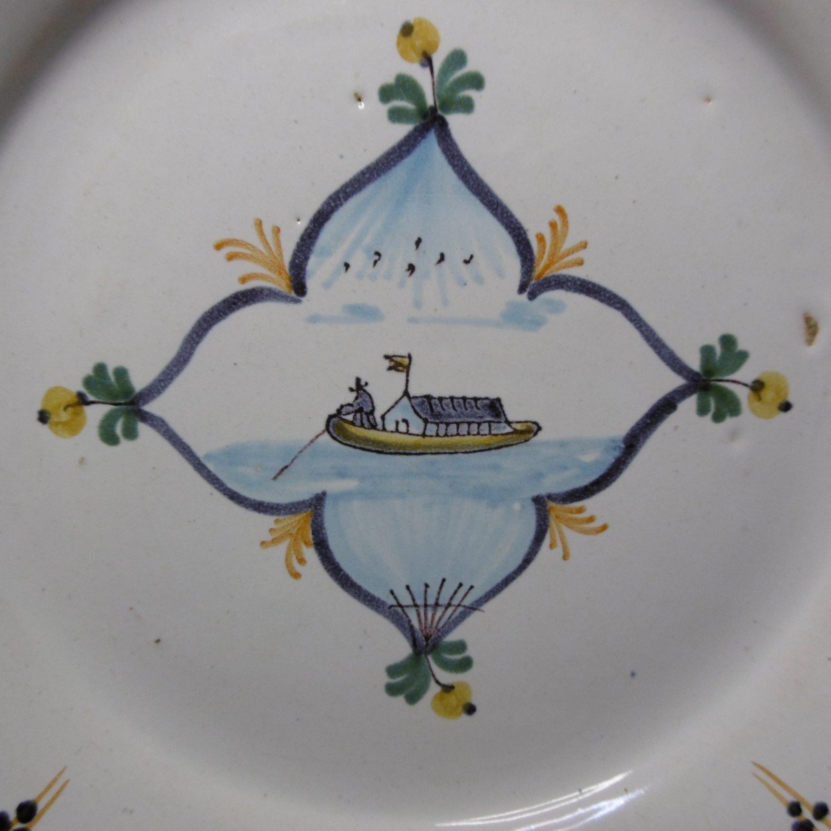 Boat Plate In Nevers Faience Eighteenth Century-photo-3