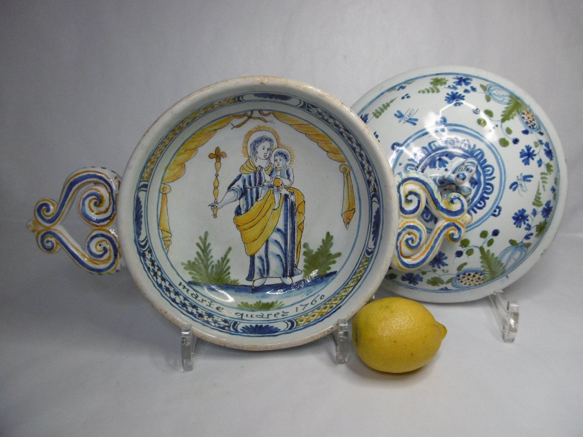 Moulins Patronymic Bowl And Its Lid Marie Quarez 1760-photo-2