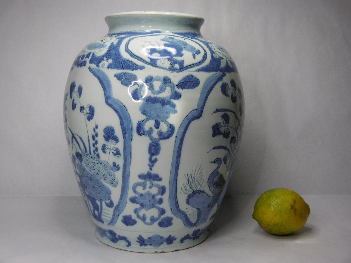 Faience De Delft Vase  A Decor Oriental d'Epoque XVIIéme  Siécle-photo-3