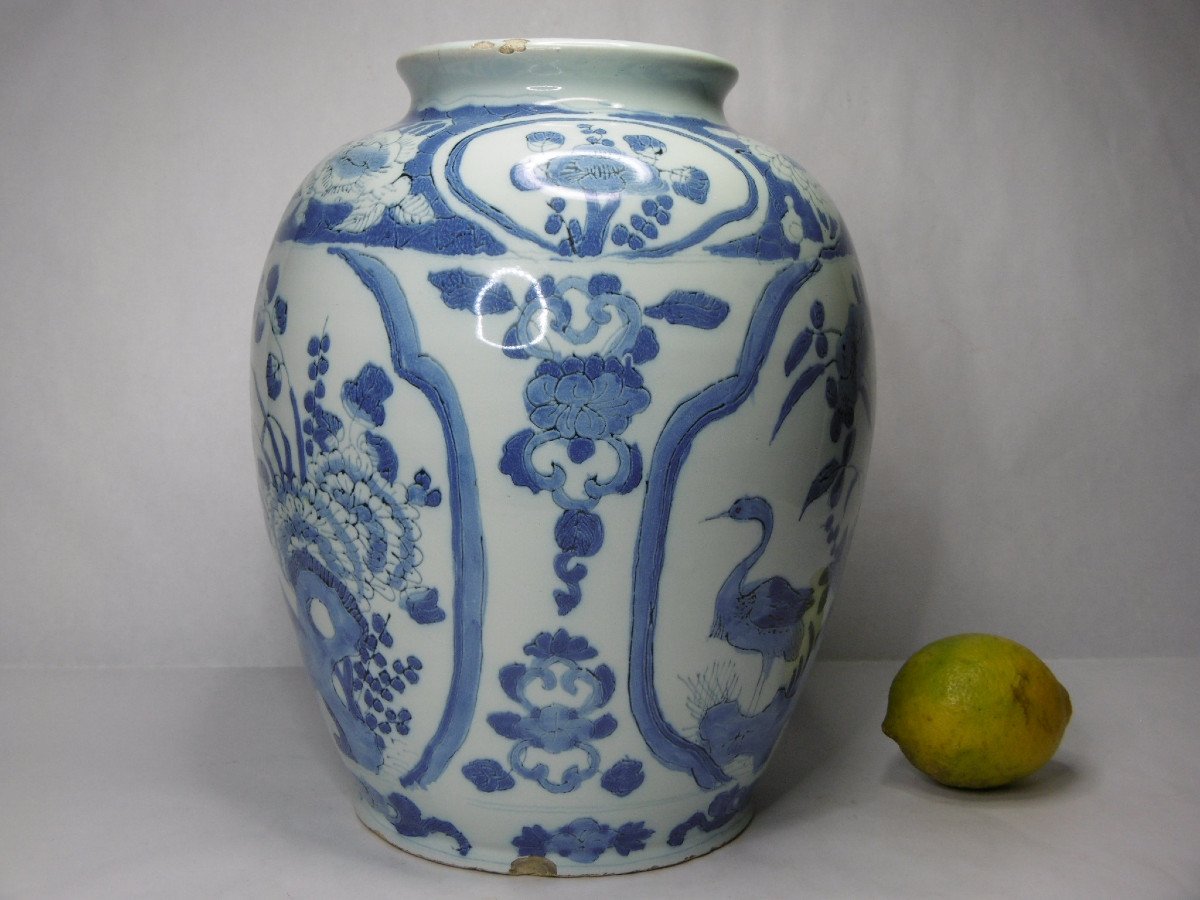 Faience De Delft Vase  A Decor Oriental d'Epoque XVIIéme  Siécle-photo-5