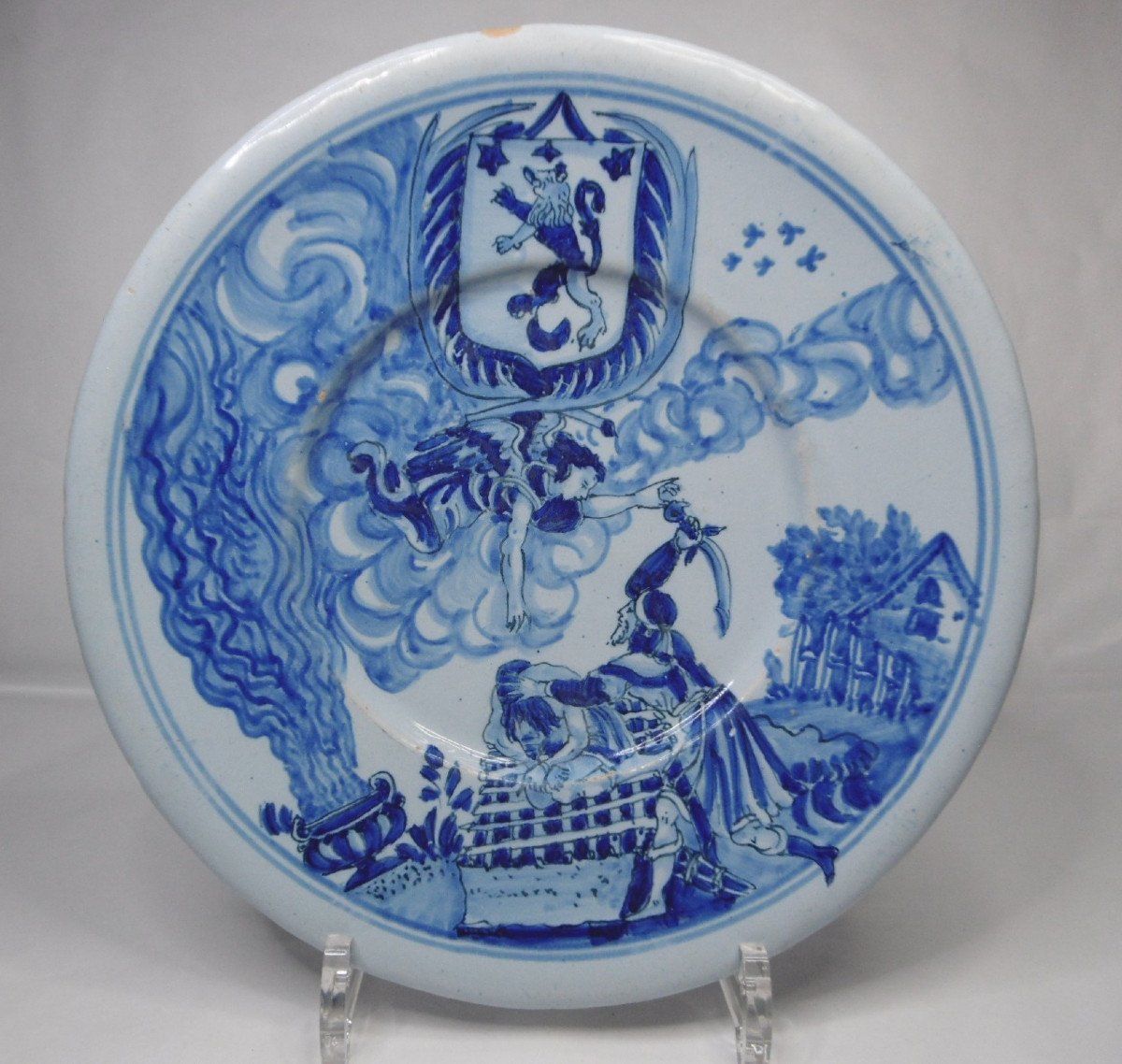 Pair Of Armored Plates With Biblical Decor In Nevers Faience, 17th Century-photo-4