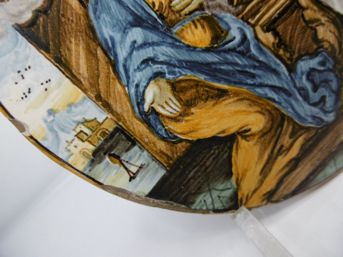 Castelli Earthenware Plate Decorated With The Annunciation Period Early 18th Century-photo-3