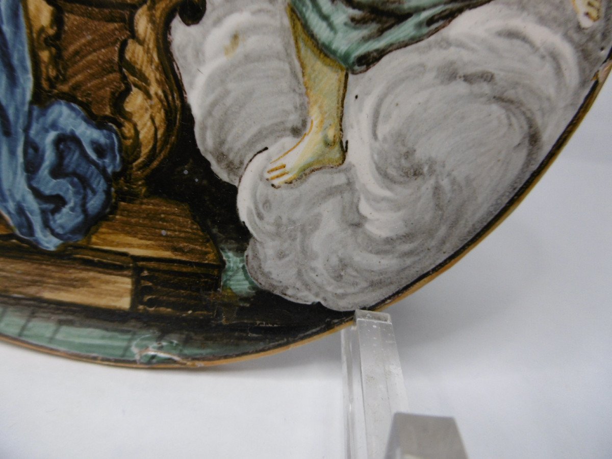 Castelli Earthenware Plate Decorated With The Annunciation Period Early 18th Century-photo-4