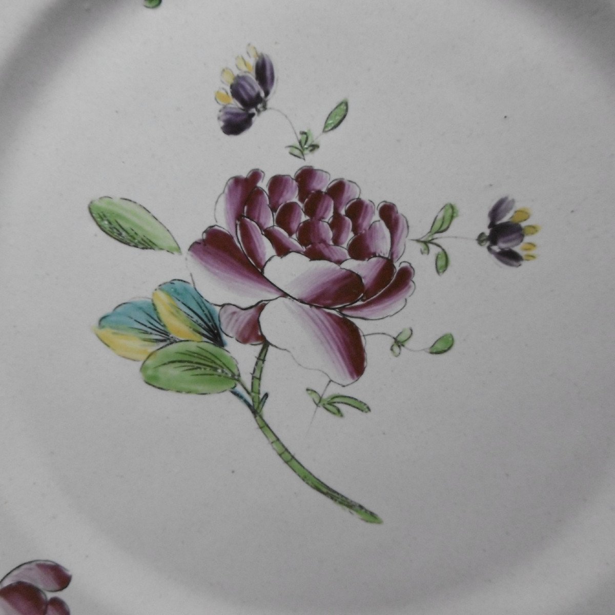 Bergerac Faience Beautiful Petit Feu Plate From The 18th Century-photo-2