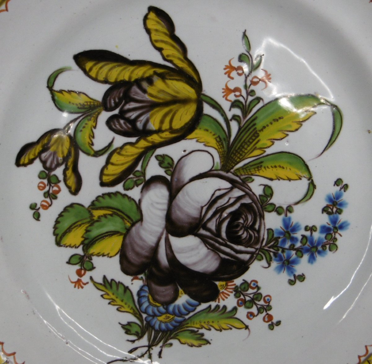 Earthenware Plate From Islettes Bois d'Epense Grand Feu Period Late 18th Or Early 19th Century-photo-2