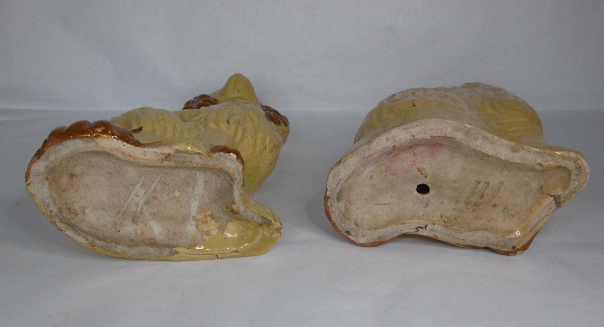 Apt Faience Pair Of English Dogs From The 19th Century-photo-1