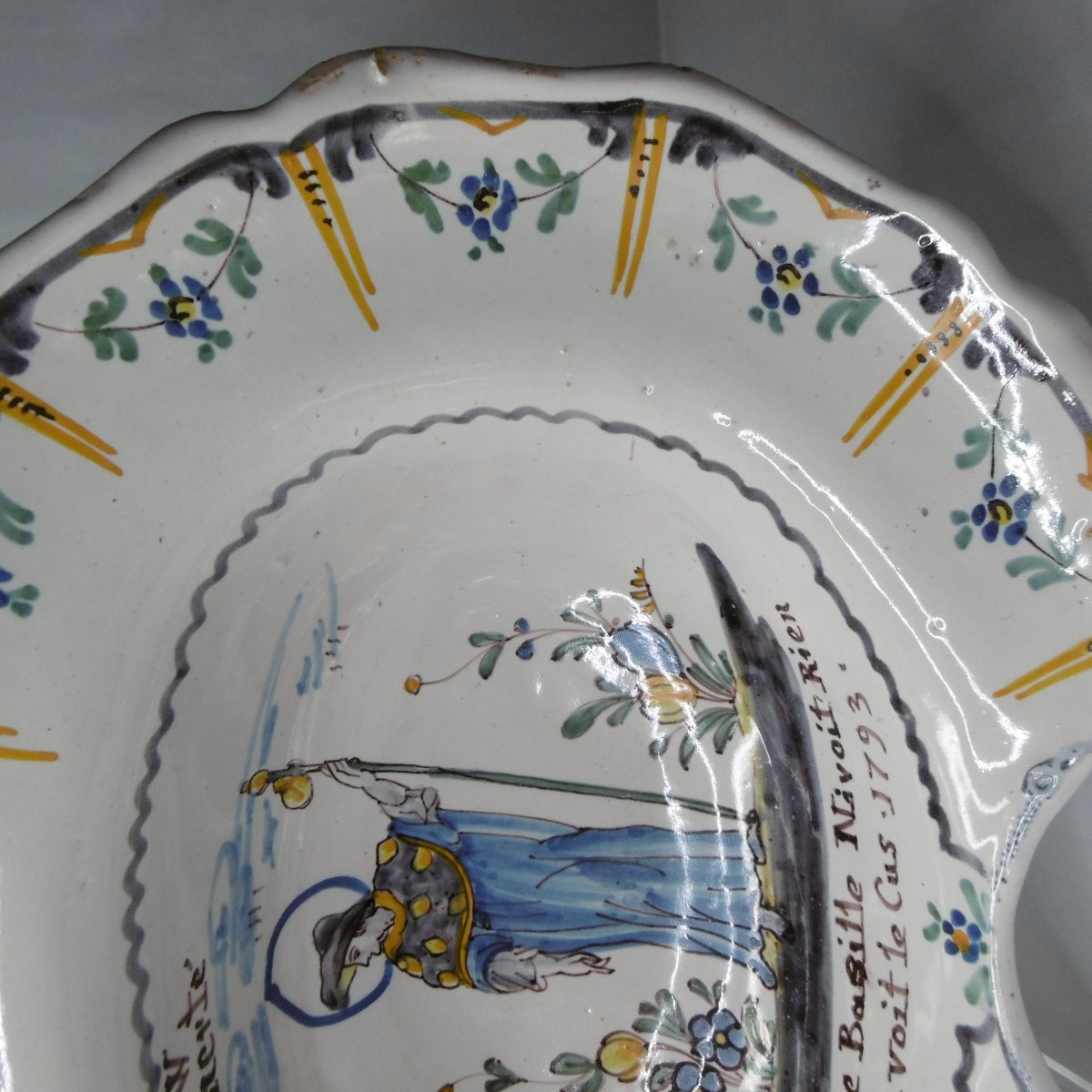 Faience De Nevers Barbier Revolutionnaire Patronymique Grivois Ep.xviiiéme-photo-4