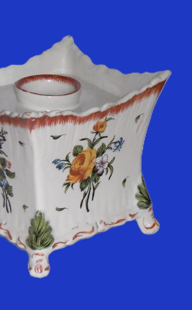 FAIENCE DE SINCENY PAIRE DE BOUQUETIERES A LA ROSE JAUNE D'EPOQUE XVIIIéme SIECLE-photo-3