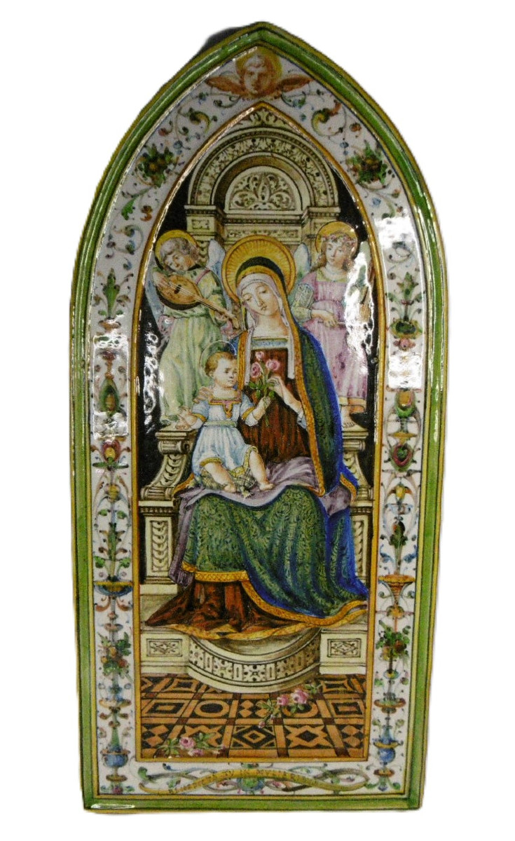 Angelo Minghetti Large Plaque “la Madonna Di Bernardino Di Sienna”