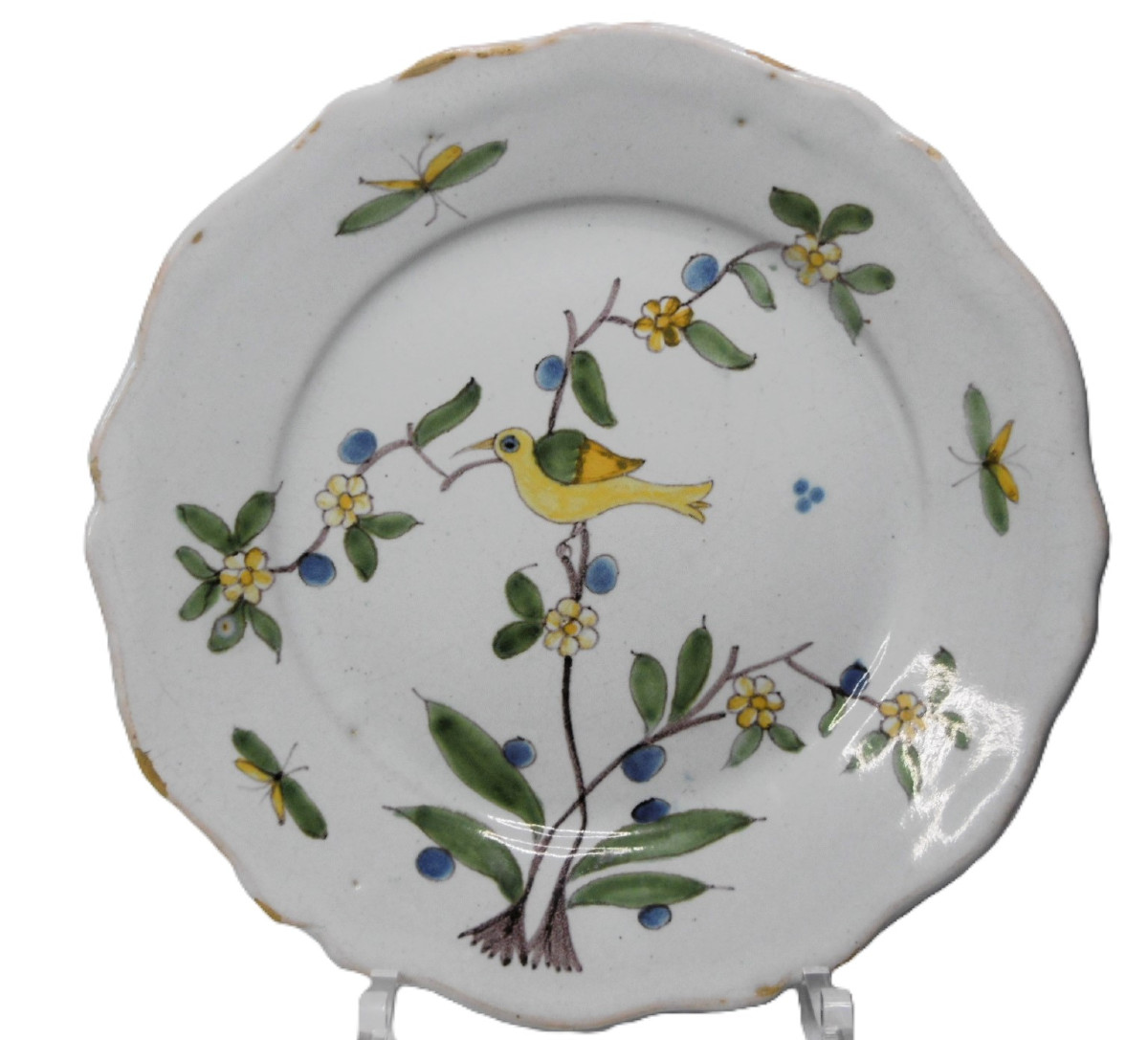 SAINT OMER  ASSIETTE AU COLIBRI D'EPOQUE XVIIIéme SIECLE