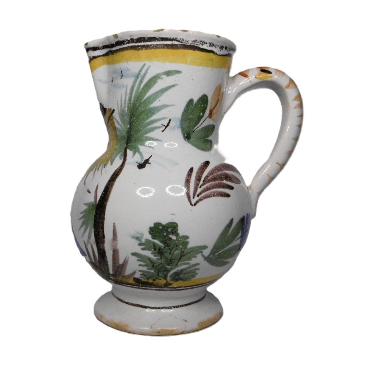 Quimper Or Nevers Earthenware Pitcher From The 19th Century-photo-3