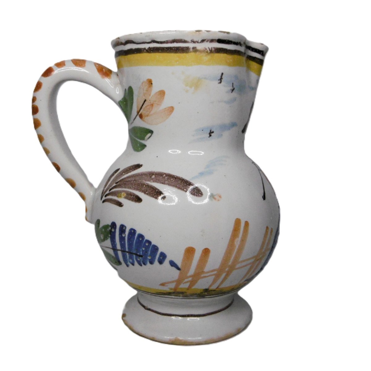 Quimper Or Nevers Earthenware Pitcher From The 19th Century-photo-2