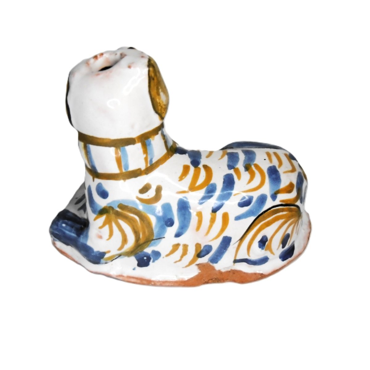 Nevers Faience Inkwell In The Shape Of A Dog From The 17th Century-photo-3