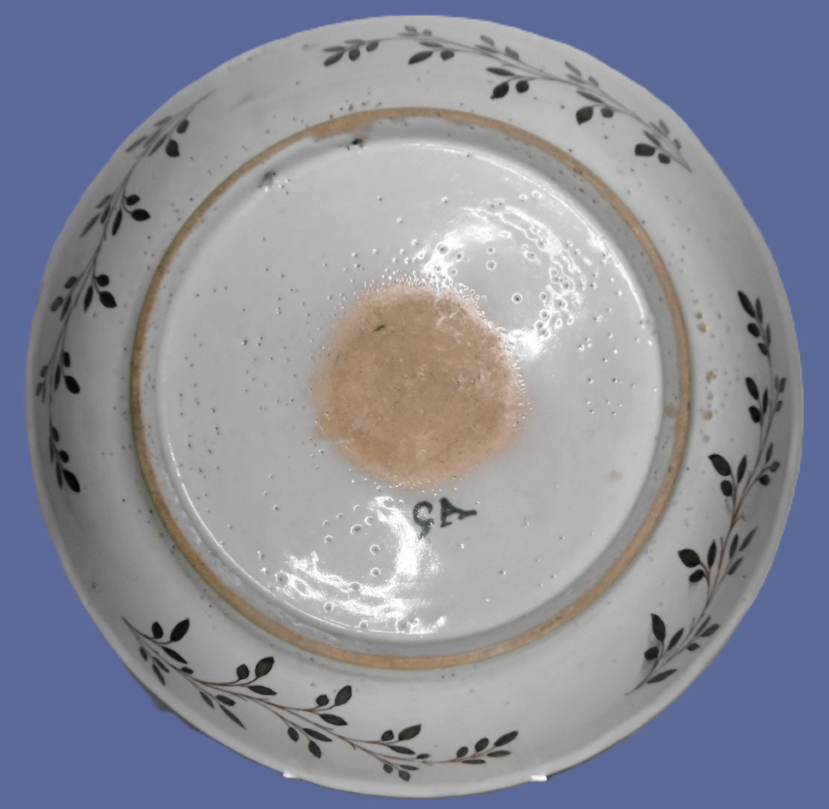 Rouen Earthenware Plate From The 18th Century, Marked Ga For Guillebaud-photo-2