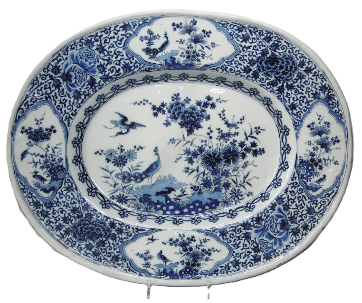 Large Delftware Platter (56.5 Cm) Marked Ak For Adriaen Kocks, Late 17th Century 