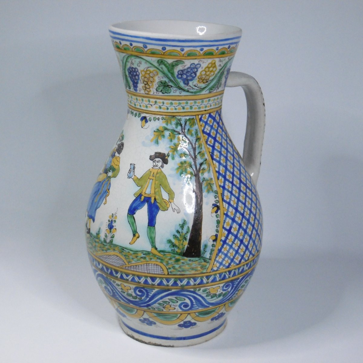 STOMFA  POSTHABAN GRAND PICHET DE MARIAGE EN FAIENCE MARQUE DATE 1760 D'EPOQUE XIXéme-photo-2