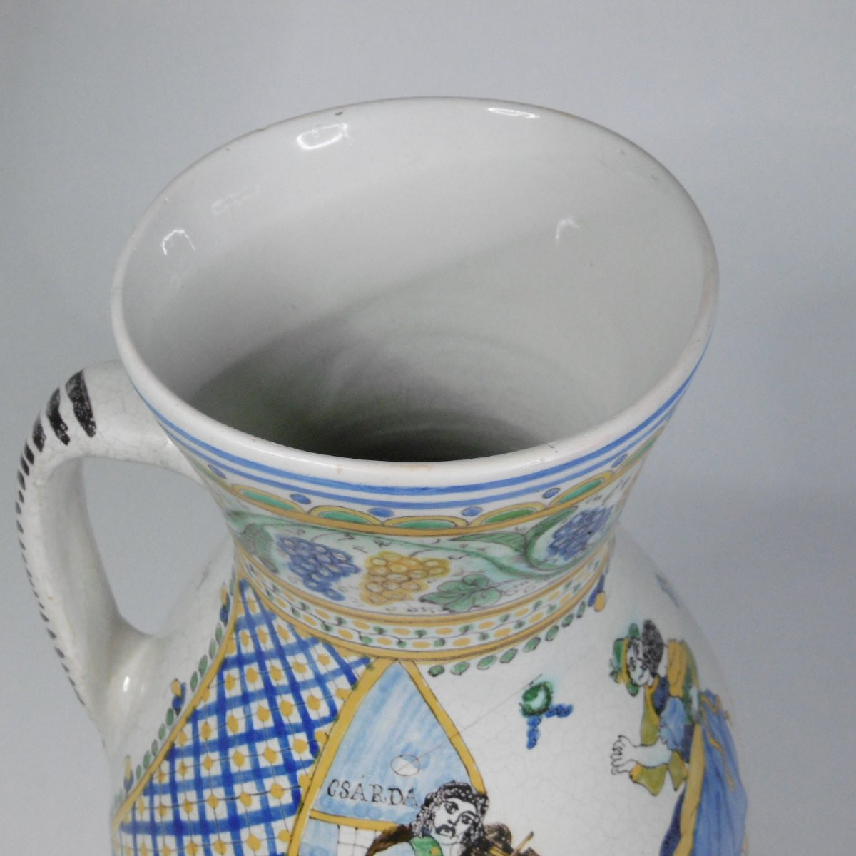 STOMFA  POSTHABAN GRAND PICHET DE MARIAGE EN FAIENCE MARQUE DATE 1760 D'EPOQUE XIXéme-photo-2