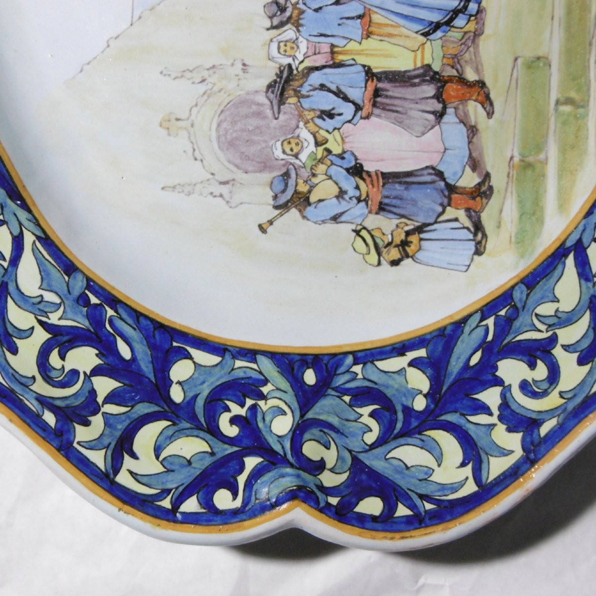 Quimper Earthenware Porquier Large (54cm) Platter With Dedication And Period Mark, 19th Century-photo-3