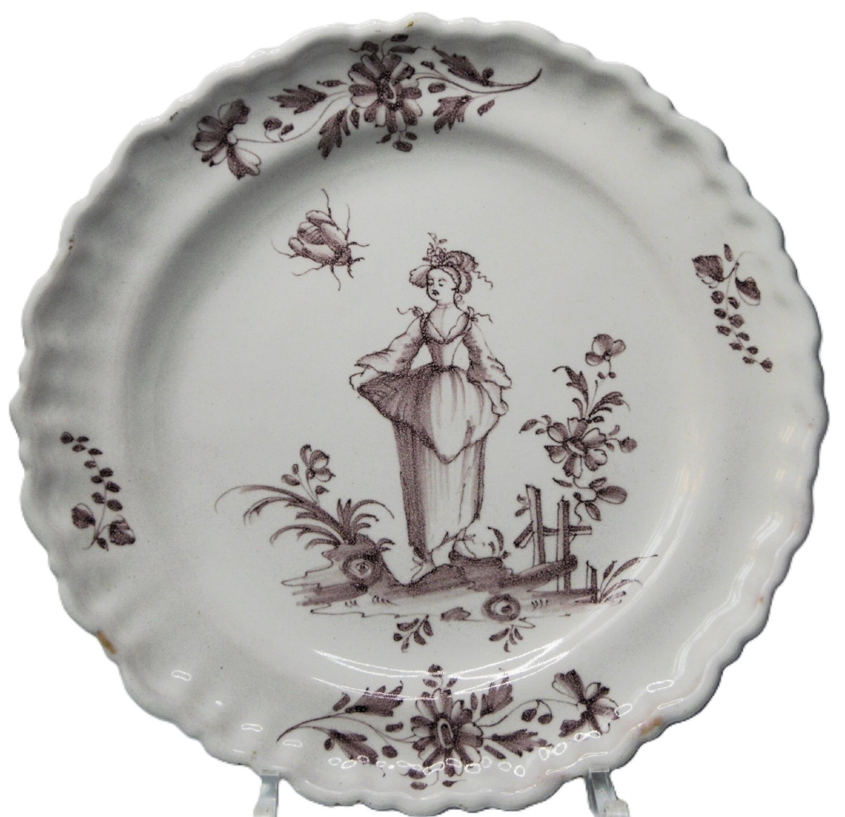 FAIENCE DE BORDEAUX ASSIETTE  EN MANGANESE D'EPOQUE XVIIIéme