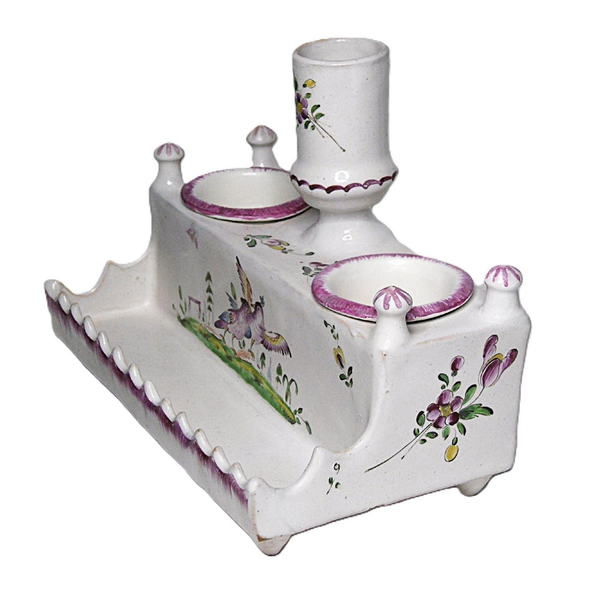 FAIENCE DE BERGERAC ECRITOIRE  DE MARIAGE D 'EPOQUE XVIIIéme SIECLE-photo-2