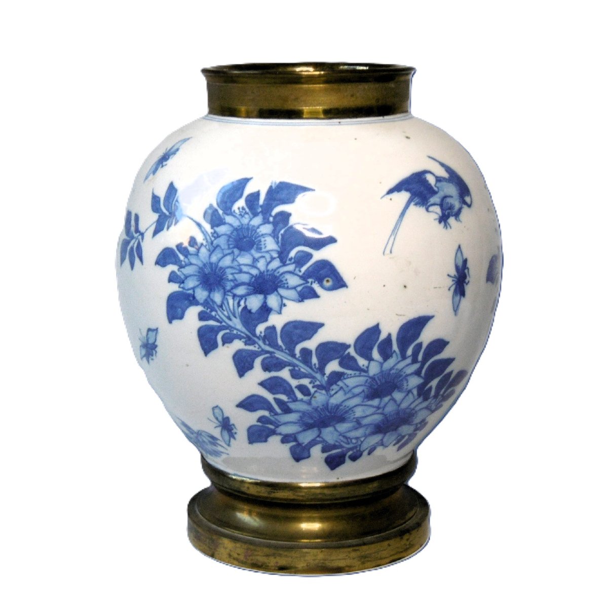 Delft Fireware XVIIth Century Vase Mounted In Bronze-photo-4