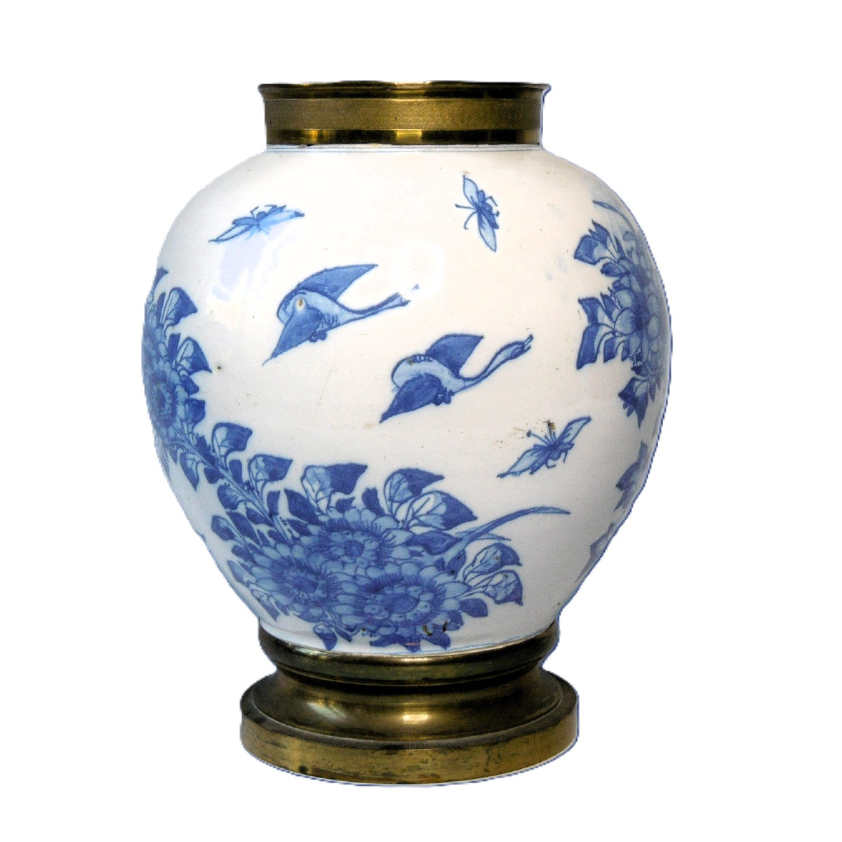 Delft Fireware XVIIth Century Vase Mounted In Bronze